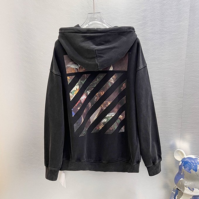 off white oil painting logo hoodie